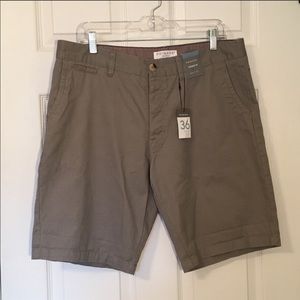 Stone Gray Straight Fit Flat Front Shorts